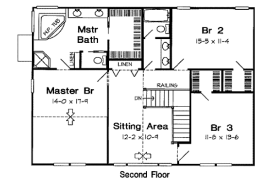 Floor Plan - Upper Floor for Country House Plan #312-576 - 4 bed, 3 bath