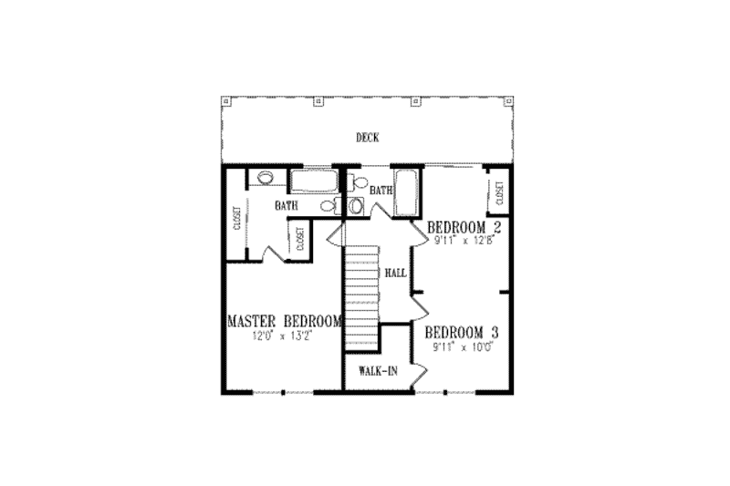 Dream House Plan - Floor Plan - Upper Floor for Traditional House Plan #1-260 - 3 bed, 3 bath