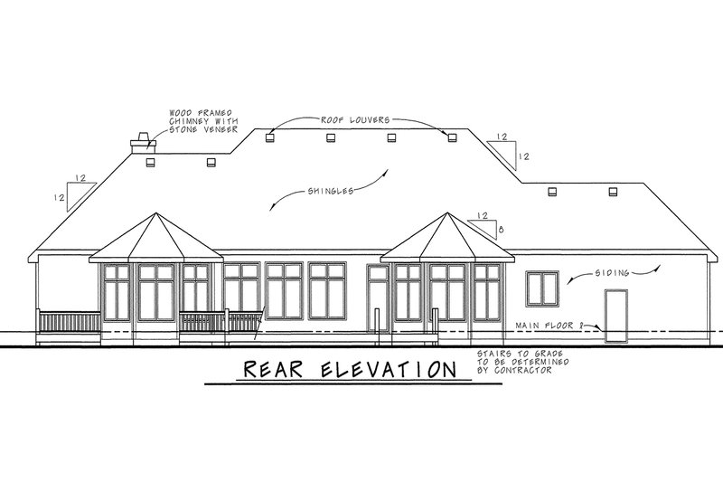 Home Plan - Exterior - Rear Elevation for European House Plan #20-1818 - 3 bed, 4 bath