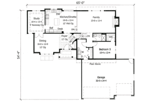 Floor Plan - Main Floor for Traditional House Plan #51-115 - 4 bed, 3 bath