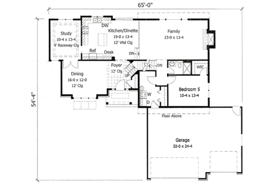 Floor Plan - Main Floor for Traditional House Plan #51-115 - 4 bed, 3 bath