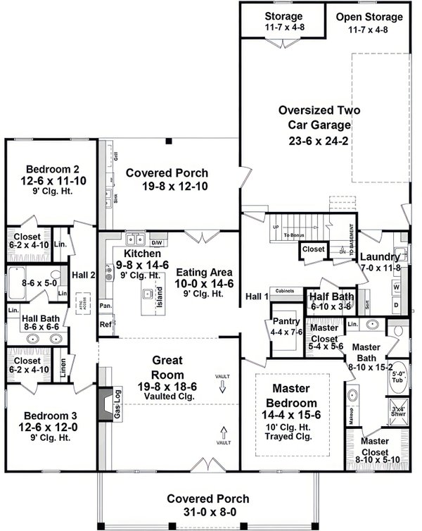 Dream House Plan - Floor Plan - Main Floor for Farmhouse House Plan #21-678 - 3 bed, 2.5 bath