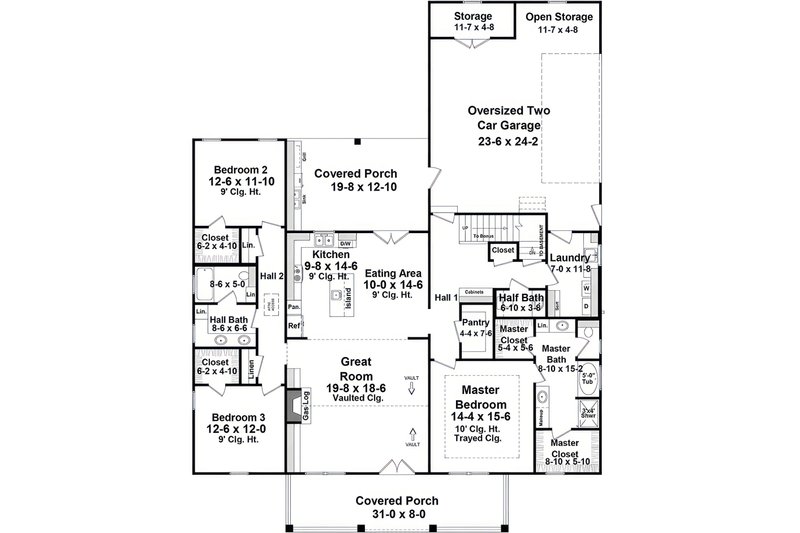 Dream House Plan - Floor Plan - Main Floor for Farmhouse House Plan #21-678 - 3 bed, 2.5 bath