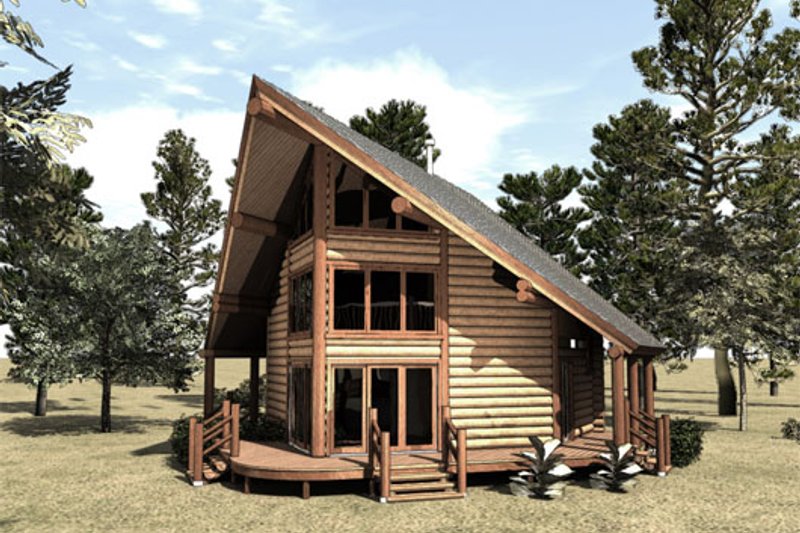Log Style House Plan - 1 Beds 2 Baths 939 Sq/Ft Plan #451-9