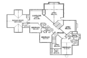 Floor Plan - Upper Floor for Colonial House Plan #5-436 - 7 bed, 5.5 bath