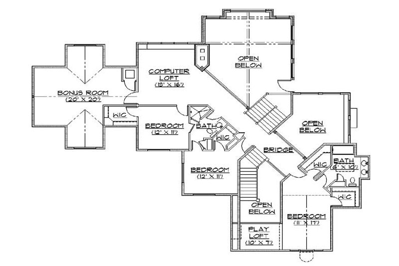 Architectural House Design - Floor Plan - Upper Floor for Colonial House Plan #5-436 - 7 bed, 5.5 bath