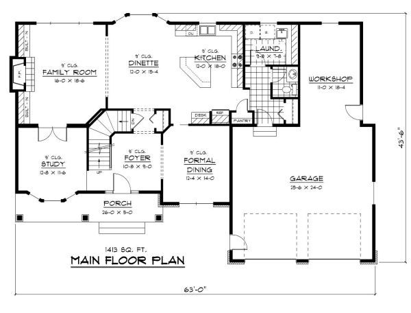 Colonial Style House Plan - 4 Beds 2.5 Baths 2601 Sq/Ft Plan #51-276 ...