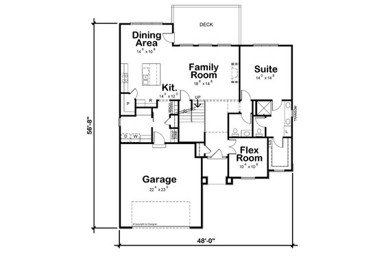 Floor Plan - Main Floor for Modern House Plan #20-2502 - 4 bed, 3.5 bath