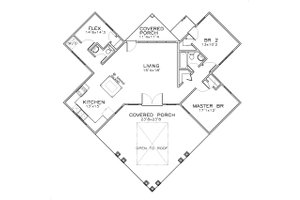 Floor Plan - Main Floor for Prairie House Plan #8-302 - 3 bed, 1.5 bath
