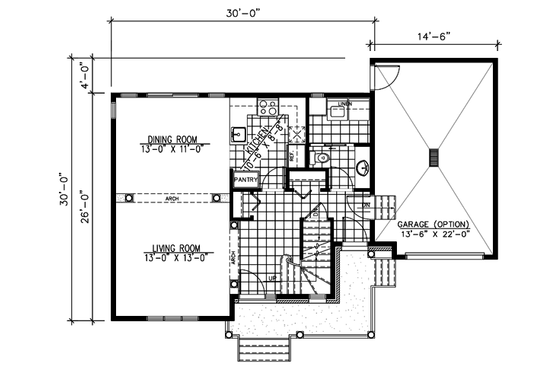 Floor Plan - Main Floor for Traditional House Plan #138-211 - 3 bed, 1.5 bath