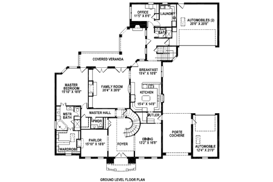 Floor Plan - Main Floor for European House Plan #141-277 - 5 bed, 6.5 bath