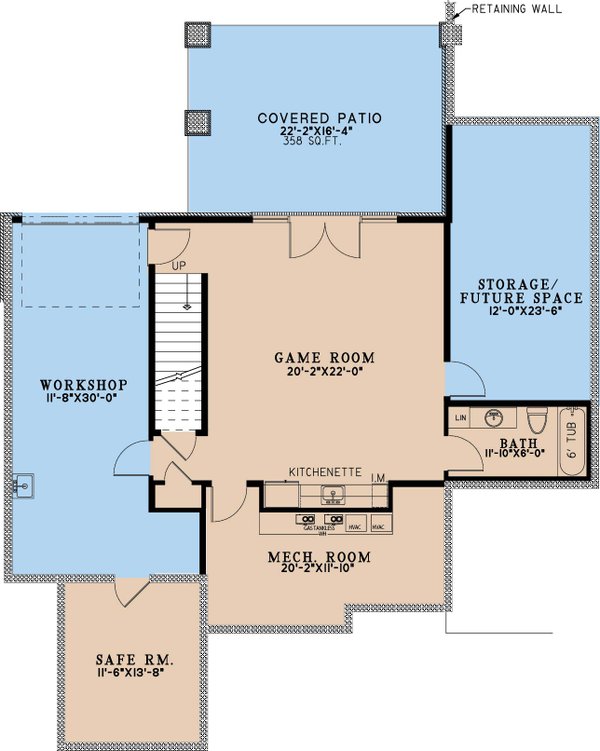 House Blueprint - Craftsman Floor Plan - Lower Floor Plan #17-3451