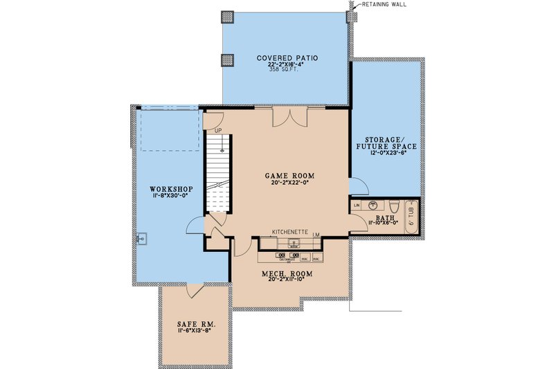 House Blueprint - Floor Plan - Lower Floor for Craftsman House Plan #17-3451 - 3 bed, 3.5 bath