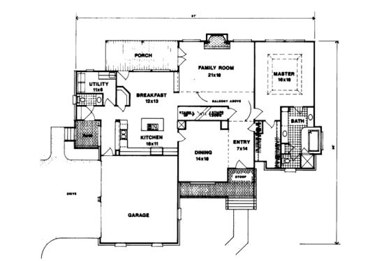 Floor Plan - Main Floor for European House Plan #41-164 - 3 bed, 2.5 bath