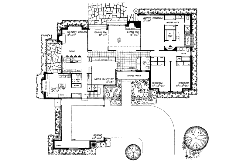 Dream House Plan - Floor Plan - Main Floor for Ranch House Plan #72-366 - 3 bed, 4 bath