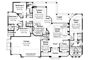 Floor Plan - Main Floor for Mediterranean House Plan #930-14 - 4 bed, 3 bath