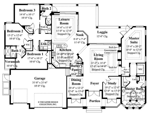 Architectural House Design - Mediterranean Floor Plan - Main Floor Plan #930-14