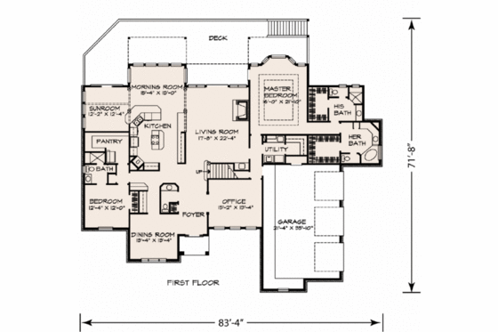 Floor Plan - Main Floor for European House Plan #140-114 - 4 bed, 3.5 bath