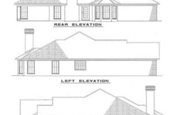 Exterior - Rear Elevation 1 for Traditional House Plan #17-160 - 3 bed, 2 bath
