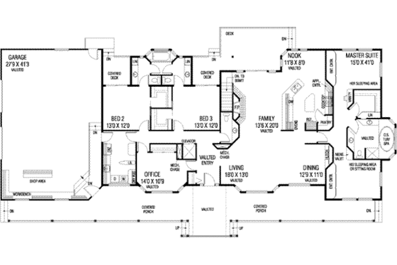Floor Plan - Main Floor for Ranch House Plan #60-296 - 3 bed, 2.5 bath