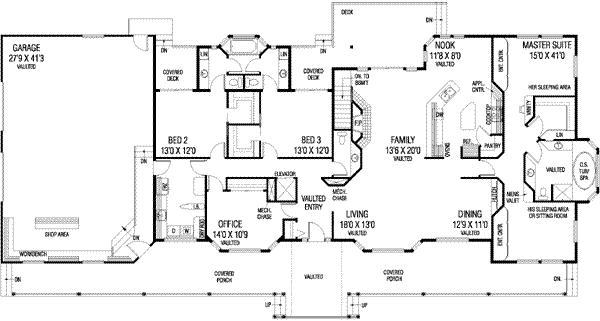 Architectural House Design - Ranch Floor Plan - Main Floor Plan #60-296