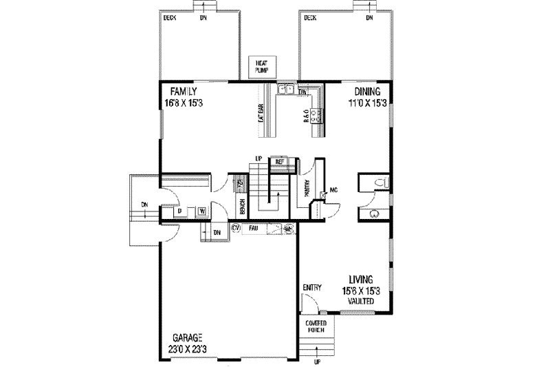 Home Plan - Floor Plan - Main Floor for Traditional House Plan #60-613 - 3 bed, 2.5 bath