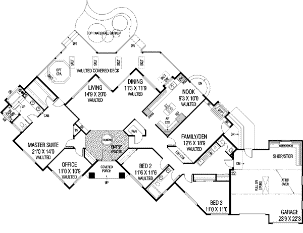 Mediterranean Floor Plan - Main Floor Plan #60-507