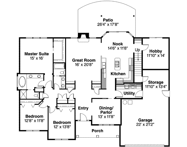 Dream House Plan - Ranch Floor Plan - Main Floor Plan #124-497