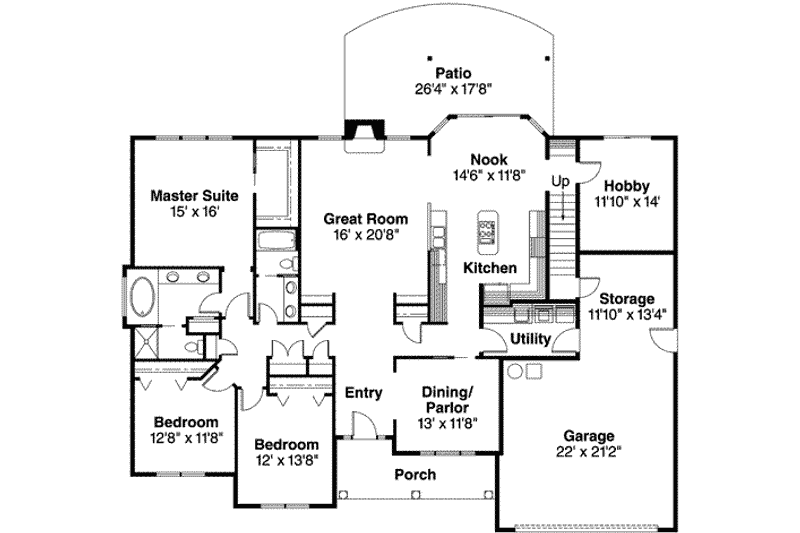 House Plan Design - Floor Plan - Main Floor for Ranch House Plan #124-497 - 3 bed, 3 bath