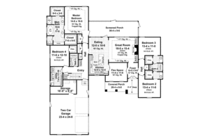 Floor Plan - Main Floor for European House Plan #21-256 - 4 bed, 3 bath