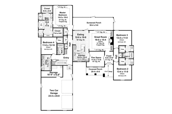 Floor Plan - Main Floor for European House Plan #21-256 - 4 bed, 3 bath