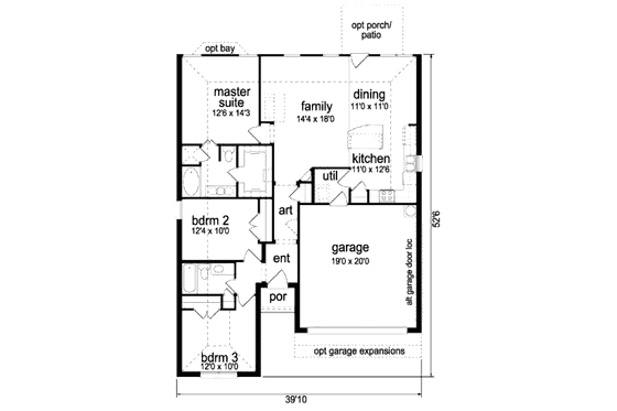 Floor Plan - Main Floor for Traditional House Plan #84-324 - 3 bed, 2 bath