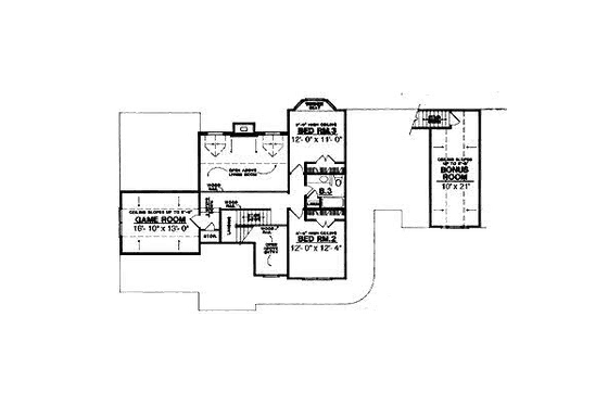 Floor Plan - Upper Floor for Country House Plan #40-129 - 3 bed, 2.5 bath