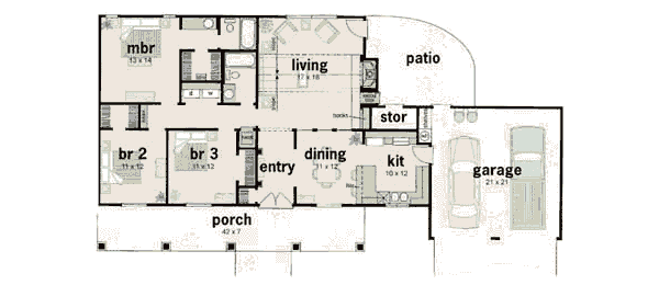 Architectural House Design - Ranch Floor Plan - Main Floor Plan #36-108