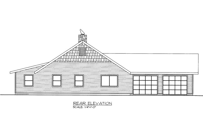 House Design - Exterior - Rear Elevation for Ranch House Plan #117-1100 - 2 bed, 2 bath