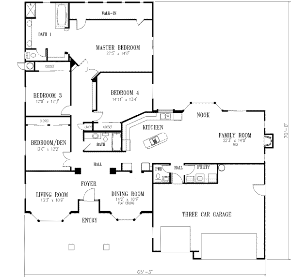 Mediterranean Style House Plan - 4 Beds 2.5 Baths 2588 Sq/Ft Plan #1 ...