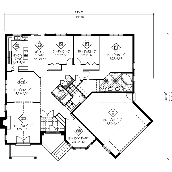 Architectural House Design - European Floor Plan - Main Floor Plan #25-4114