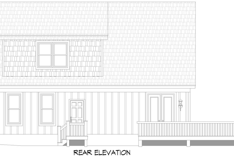 House Design - Exterior - Rear Elevation for Country House Plan #932-1094 - 3 bed, 2.5 bath