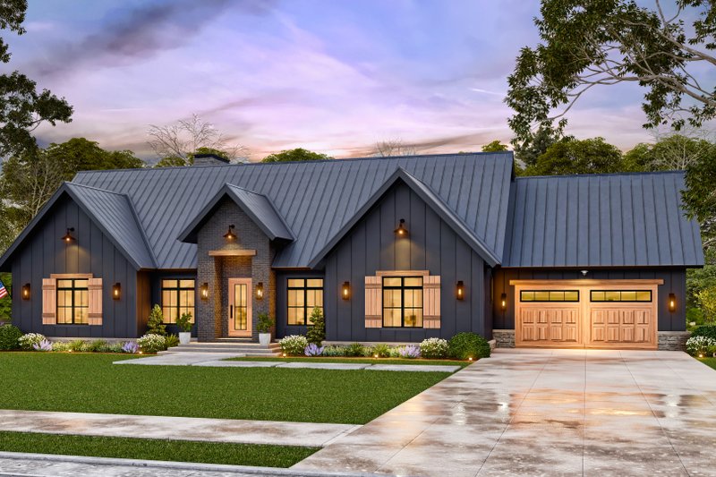 Architectural House Design - Exterior - Front Elevation 3 for Farmhouse House Plan #119-470 - 3 bed, 3 bath