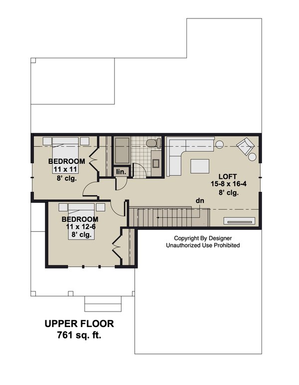 House Blueprint - Farmhouse Floor Plan - Upper Floor Plan #51-1407