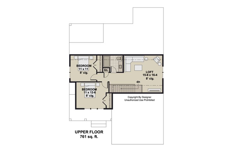 Home Plan - Floor Plan - Upper Floor for Farmhouse House Plan #51-1407 - 3 bed, 2.5 bath