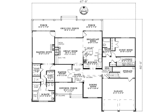 Floor Plan - Main Floor for European House Plan #17-1168 - 4 bed, 3 bath