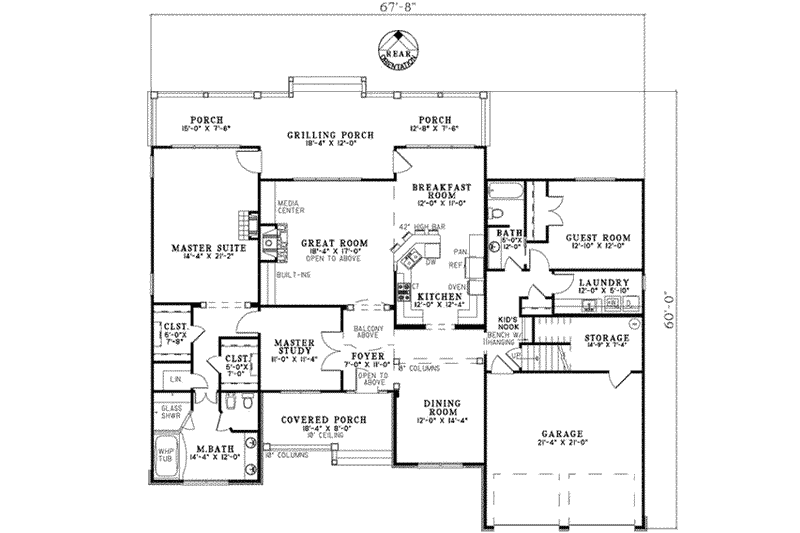 Dream House Plan - Floor Plan - Main Floor for European House Plan #17-1168 - 4 bed, 3 bath