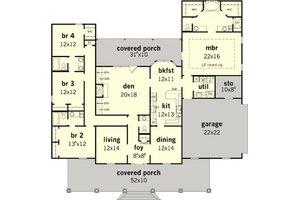 Floor Plan - Main Floor for Southern House Plan #16-332 - 4 bed, 3.5 bath