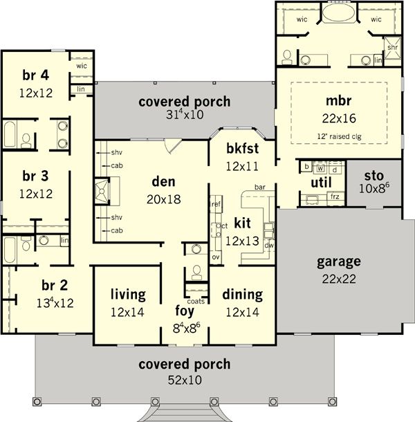 Southern Floor Plan - Main Floor Plan #16-332