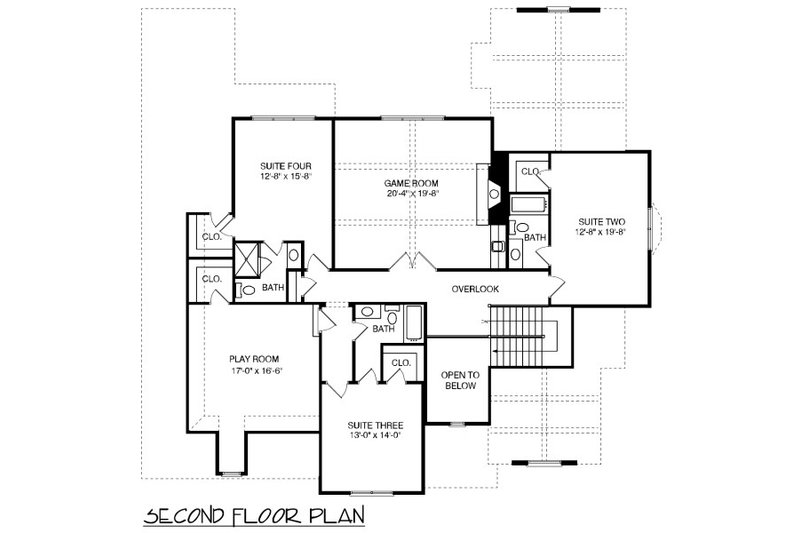Home Plan - Floor Plan - Upper Floor for European House Plan #413-891 - 4 bed, 4.5 bath