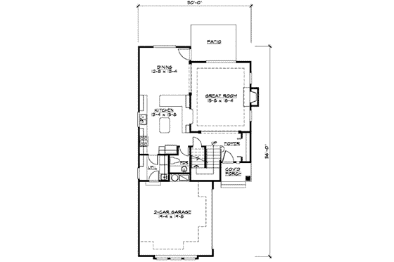 Floor Plan - Main Floor for Craftsman House Plan #132-107 - 3 bed, 2.5 bath