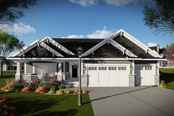Exterior - Other Elevation for Ranch House Plan #70-1485 - 3 bed, 2 bath