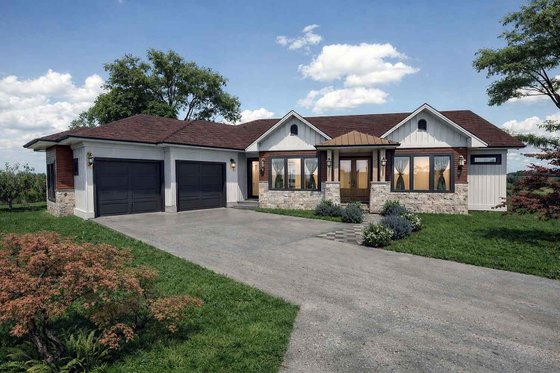 Exterior - Front Elevation 3 for Country House Plan #1101-58 - 3 bed, 3.5 bath