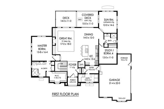 Floor Plan - Main Floor for Ranch House Plan #1010-235 - 4 bed, 3 bath